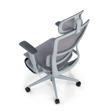 chaise ergonomique gris avec repose pieds maille accoudoirs reglables 3d double soutien lombaire appui tete repose pieds extensible 8