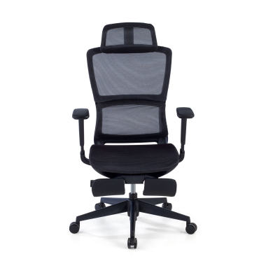chaise ergonomique noir avec repose pieds maille accoudoirs reglables 3d double soutien lombaire appui tete repose pieds extensible 3