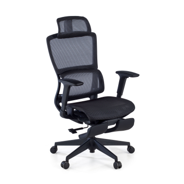 chaise ergonomique noir avec repose pieds maille accoudoirs reglables 3d double soutien lombaire appui tete repose pieds extensible 1