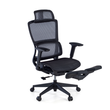 chaise ergonomique noir avec repose pieds maille accoudoirs reglables 3d double soutien lombaire appui tete repose pieds extensible 4