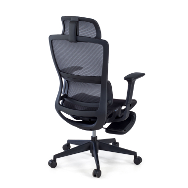 chaise ergonomique noir avec repose pieds maille accoudoirs reglables 3d double soutien lombaire appui tete repose pieds extensible 7