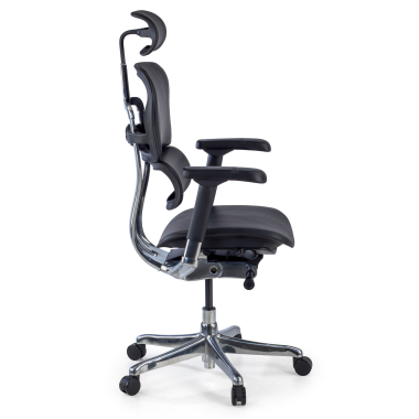 fauteuil de bureau noir structure noire similicuir cuir authentique accoudoirs reglables 5d appui tete 4