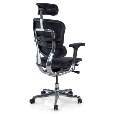 fauteuil de bureau noir structure noire similicuir cuir authentique accoudoirs reglables 5d appui tete 6
