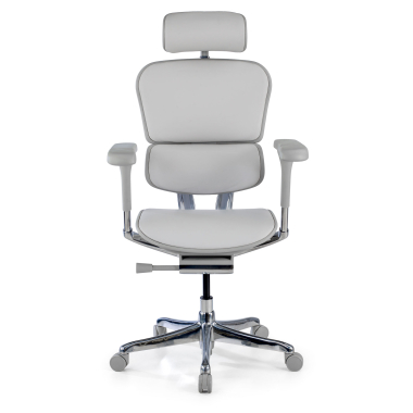 fauteuil de bureau blanc gris structure noire similicuir cuir authentique accoudoirs reglables 5d appui tete 3