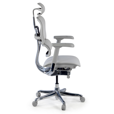fauteuil de bureau blanc gris structure noire similicuir cuir authentique accoudoirs reglables 5d appui tete 4