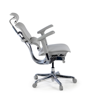 fauteuil de bureau blanc gris structure noire similicuir cuir authentique accoudoirs reglables 5d appui tete 5