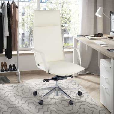 fauteuil de bureau blanc hamilton simil cuir accoudoirs fixes 2
