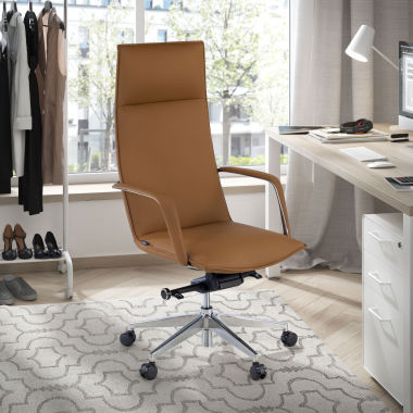 fauteuil de bureau beige hamilton simil cuir accoudoirs fixes 2