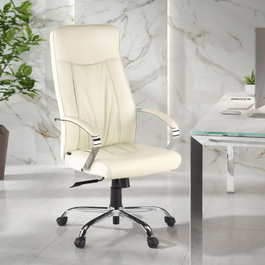 Fauteuil de Bureau Wendell, accoudoirs chromés, éco-cuir 210674 - (Outlet)