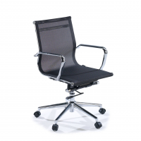 Chaise de bureau design Stilo, Structure chromée, dossier bas en maille  210737 - (Outlet)