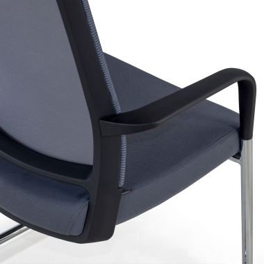 chaise de conference gris rouge respirant maille accoudoirs fixes 4