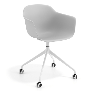 chaise de reunion gris avec roulettes plastique accoudoirs fixes 1
