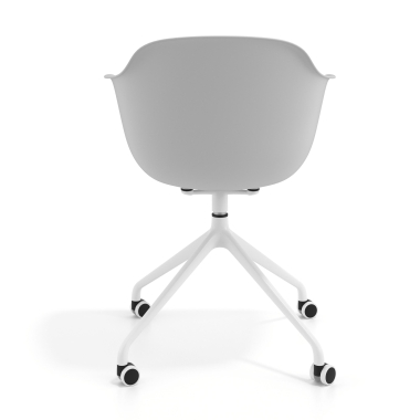 chaise de reunion gris avec roulettes plastique accoudoirs fixes 4