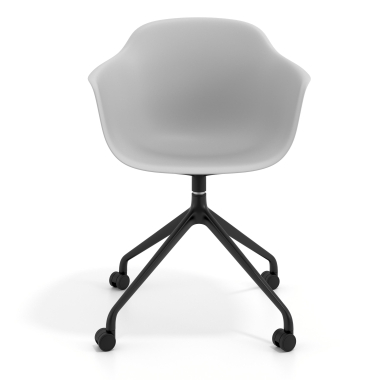 chaise de reunion gris avec roulettes plastique accoudoirs fixes 6