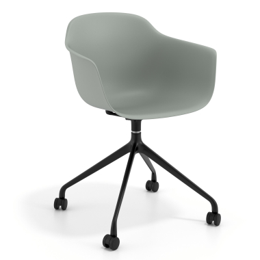 chaise de reunion noir anthracite avec roulettes plastique accoudoirs fixes 1