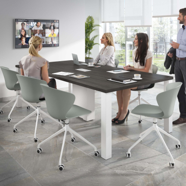 chaise de reunion blanc anthracite avec roulettes plastique accoudoirs fixes 2