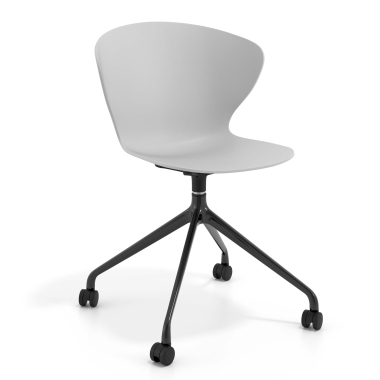 chaise de reunion gris avec roulettes plastique accoudoirs fixes 1