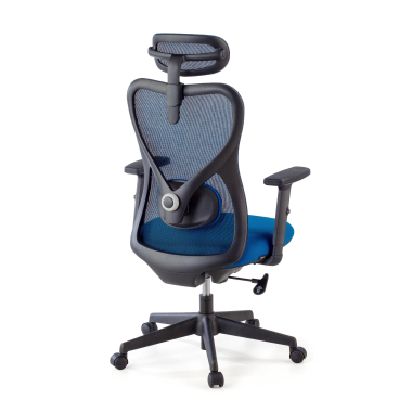 chaise de bureau bleu structure noire maille accoudoirs reglables 1d soutien lombaire appui tete 8