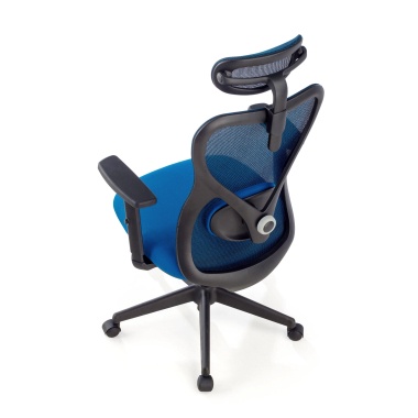 chaise de bureau bleu structure noire maille accoudoirs reglables 1d soutien lombaire appui tete 9