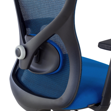 chaise de bureau bleu structure noire maille accoudoirs reglables 1d soutien lombaire appui tete 5