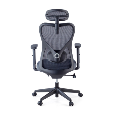 chaise de bureau gris structure noire maille accoudoirs reglables 1d soutien lombaire appui tete 4