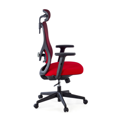 chaise de bureau rouge structure noire maille accoudoirs reglables 1d soutien lombaire appui tete 7