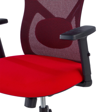 chaise de bureau rouge structure noire maille accoudoirs reglables 1d soutien lombaire appui tete 6