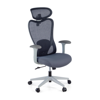 chaise de bureau blanc gris vital maille accoudoirs fixes soutien lombaire appui tete 1