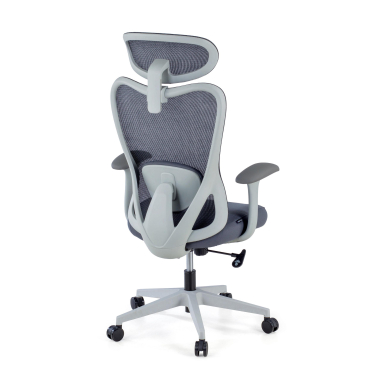 chaise de bureau blanc gris vital maille accoudoirs fixes soutien lombaire appui tete 7