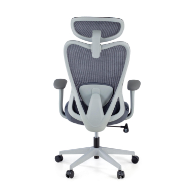 chaise de bureau blanc gris vital maille accoudoirs fixes soutien lombaire appui tete 6