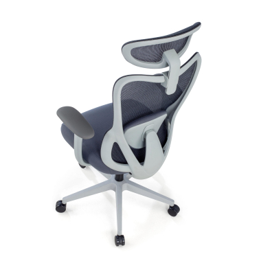 chaise de bureau blanc gris vital maille accoudoirs fixes soutien lombaire appui tete 9