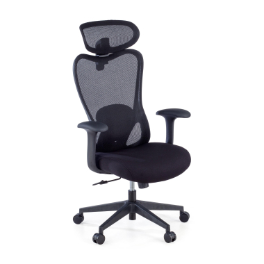chaise de bureau noir vital maille accoudoirs fixes soutien lombaire appui tete 1