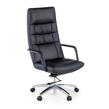 fauteuil de bureau noir goteborg cuir authentique accoudoirs fixes 1