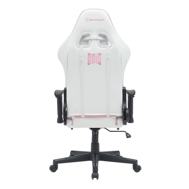 chaise gaming blanc rose epic simil cuir accoudoirs mobiles coussin lombaire et cervical appui tete repose pieds extensible 5