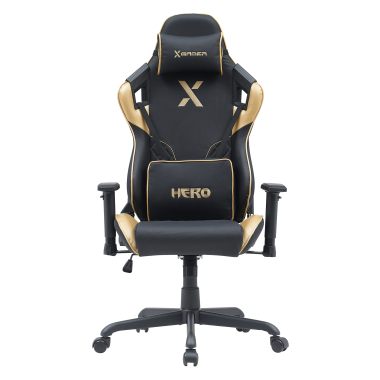 chaise gaming jaune hero simil cuir accoudoirs mobiles coussin lombaire et cervical appui tete 3