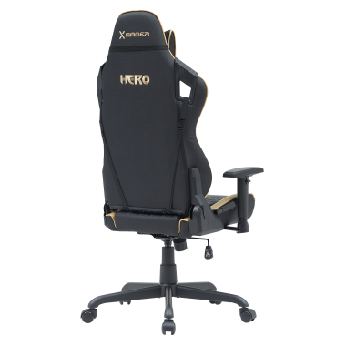 chaise gaming jaune hero simil cuir accoudoirs mobiles coussin lombaire et cervical appui tete 7