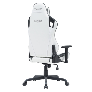chaise gaming blanc gris hero simil cuir accoudoirs mobiles coussin lombaire et cervical appui tete 8