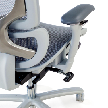 chaise ergonomique blanc gris structure blanche maille accoudoirs reglables 3d appui tete repose pieds extensible 10
