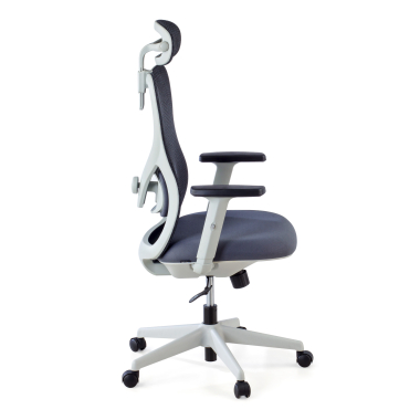 chaise de bureau blanc gris structure blanche maille accoudoirs reglables 1d soutien lombaire appui tete 5