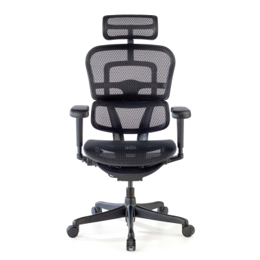 chaise ergonomique noir structure noire maille accoudoirs reglables 4d soutien lombaire appui tete 3