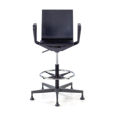 tabouret datelier et de laboratoire noir avec bras plastique accoudoirs mobiles 3