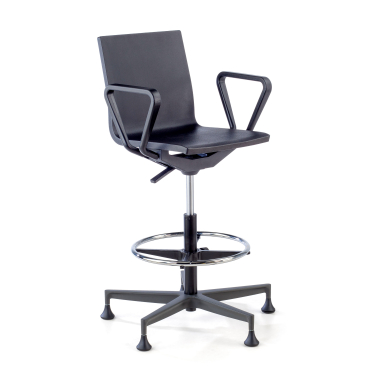 tabouret datelier et de laboratoire noir avec bras plastique accoudoirs mobiles 1