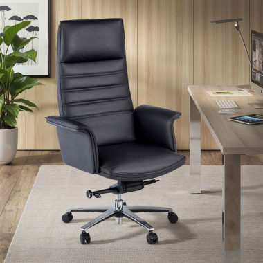 fauteuil de bureau noir essen cuir authentique accoudoirs fixes 2