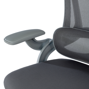 chaise ergonomique blanc gris optima maille accoudoirs rabattables double soutien lombaire appui tete 6