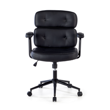 chaise de bureau noir royale simil cuir accoudoirs fixes 3