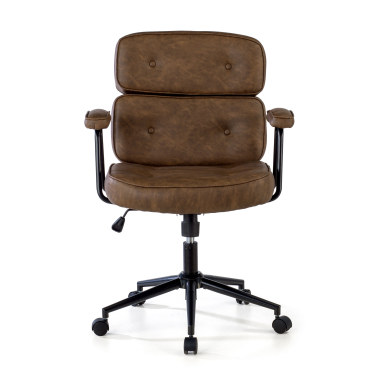 chaise de bureau marron royale simil cuir accoudoirs fixes 3