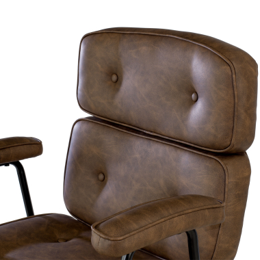 chaise de bureau marron royale simil cuir accoudoirs fixes 5
