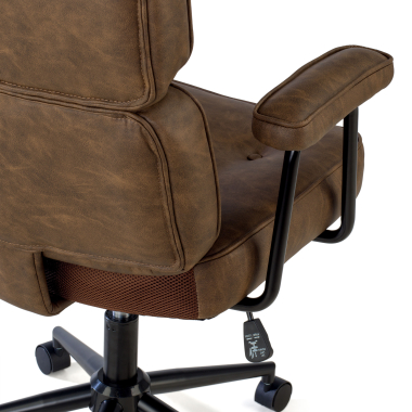 chaise de bureau marron royale simil cuir accoudoirs fixes 6