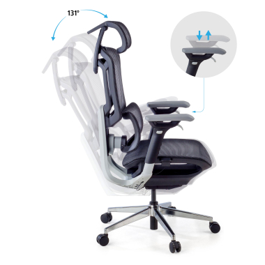 chaise ergonomique noir valkyr maille accoudoirs reglables 4d double soutien lombaire appui tete 4