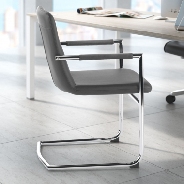 occasion chaise de bureau gris dallas simil cuir accoudoirs fixes 2